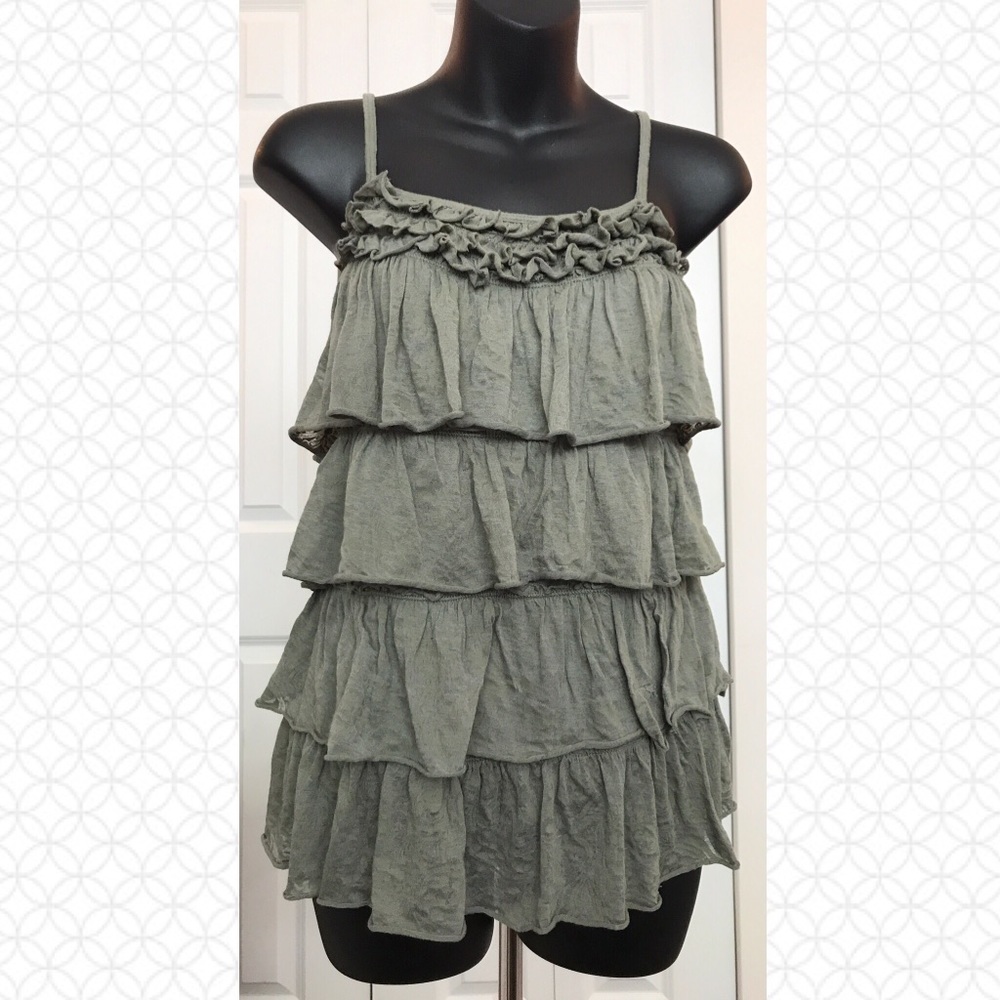 Olive Green Express Ruffle Tank Top (M)